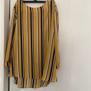 Forever 21 Yellow, Black & White Striped  size 2X Blouse